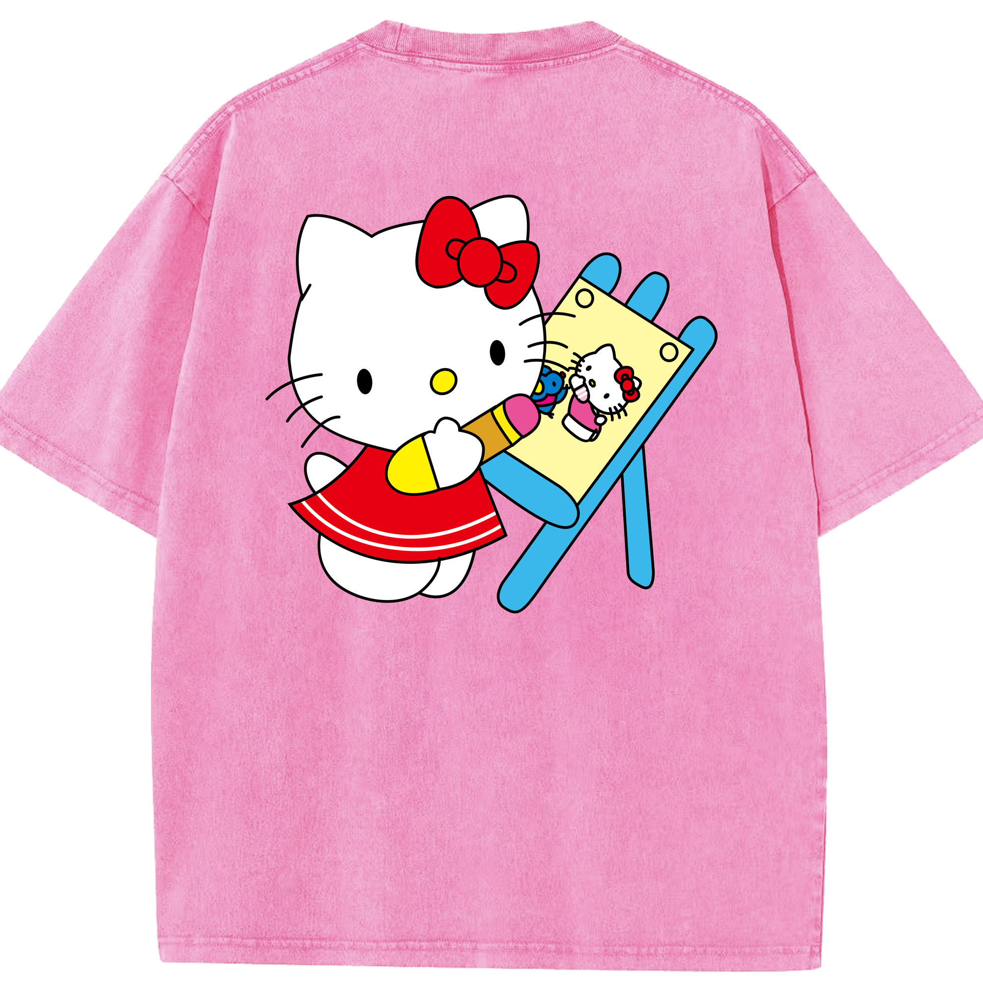 （画像用） Hello Kitty ハローキティ 綿100% ヴィンテージ風 半袖Tシャツ（背面プリント）